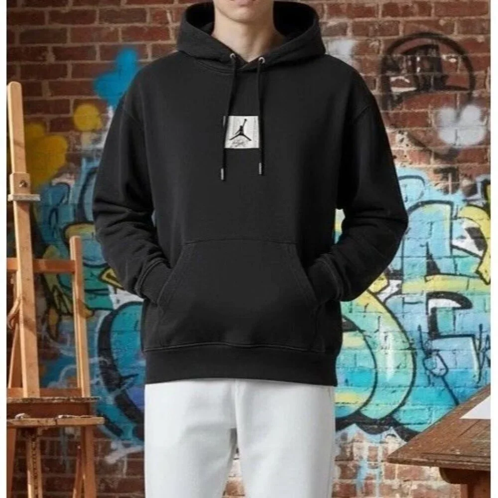Air Jordan Essentials Mens Size Small Flight Hoodie Basketball Sweatshirt Black